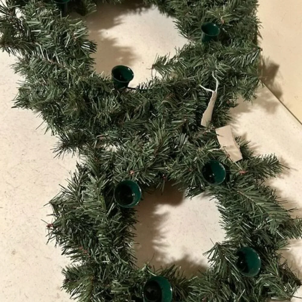 2 New Pine Wreath Candlestick Holders